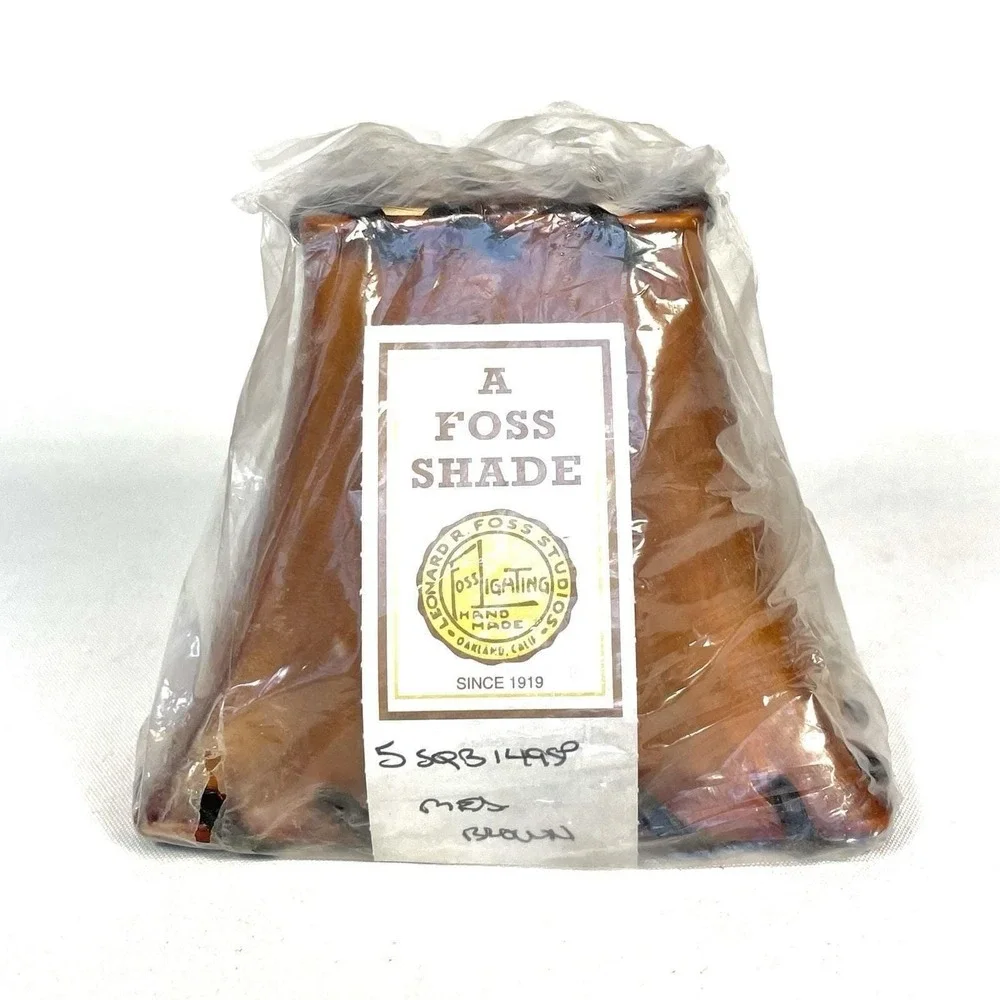 Vintage A Foss Shade Rawhide‎ Leather Laced Clip-On Mini Lampshade Rustic 4